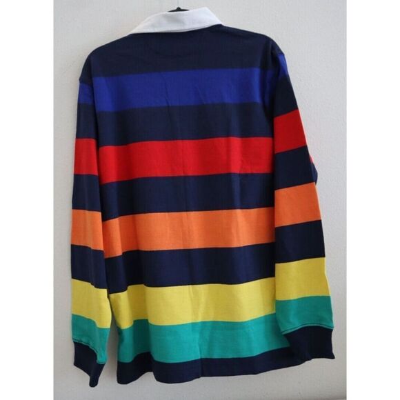 Polo Ralph Lauren Men Sz M Multi Spectre Rainbow Striped Rugby Jersey Shirt - Picture 2 of 11